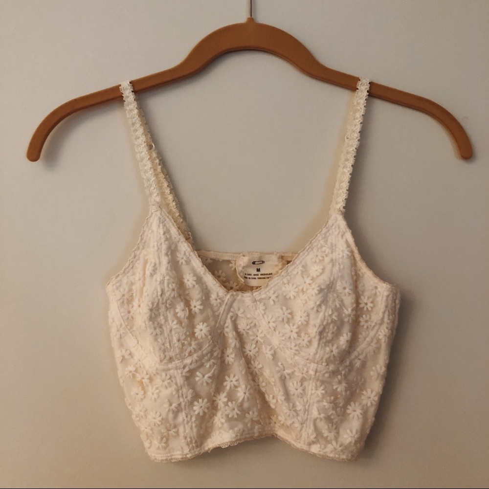Urban Outfitters Cream Flower Bralette